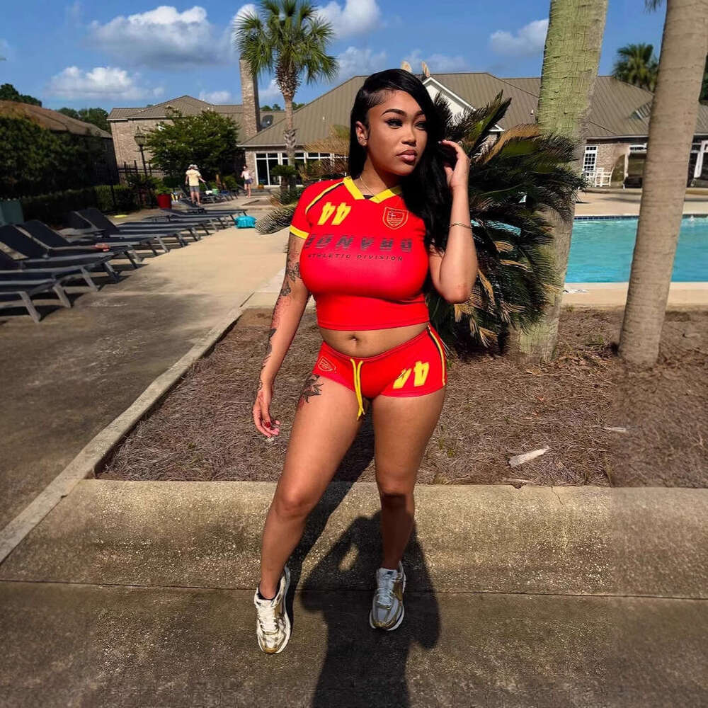 Summer New Hot Casual Trendy Women's American Style Sports Shorts Crop Top Set B5