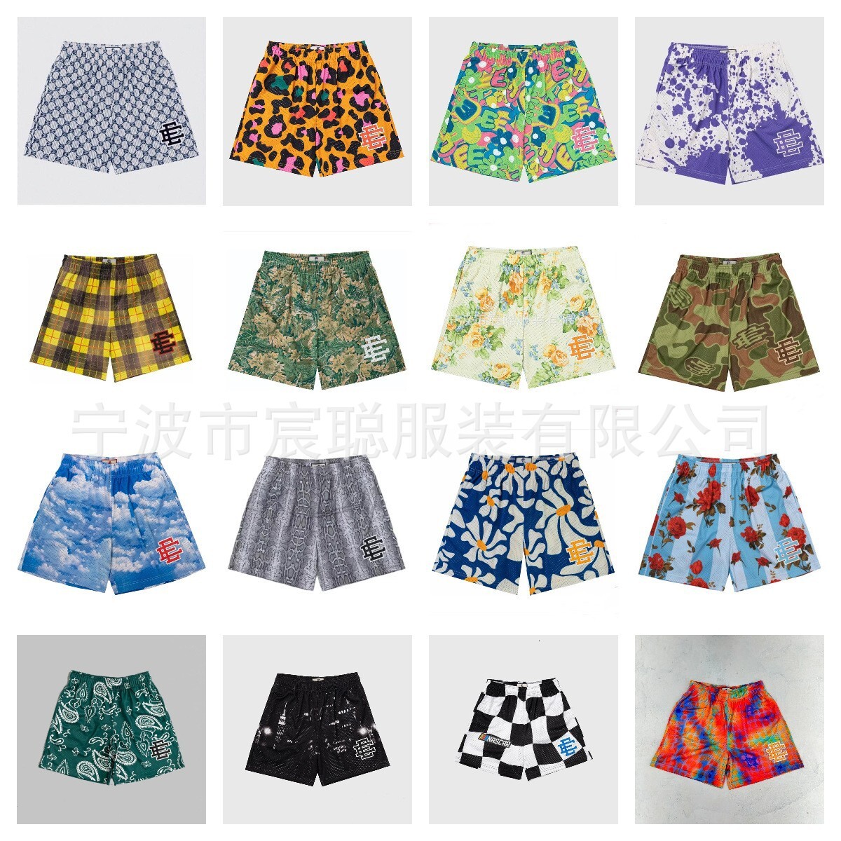 Desginer erics emanels American Style Emanuel Ee Shorts Men and Women Mesh Quick-dry Four-quarter Non-knee-length Sports Basketball