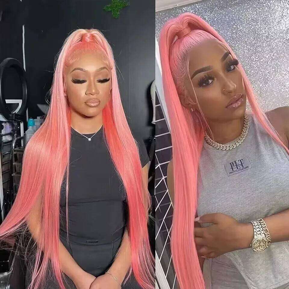 Pink Human Hair For Women 13x4 Hd Frontal Wig Brazilian 613 13x6 Colored Straight Lace Front Wigs