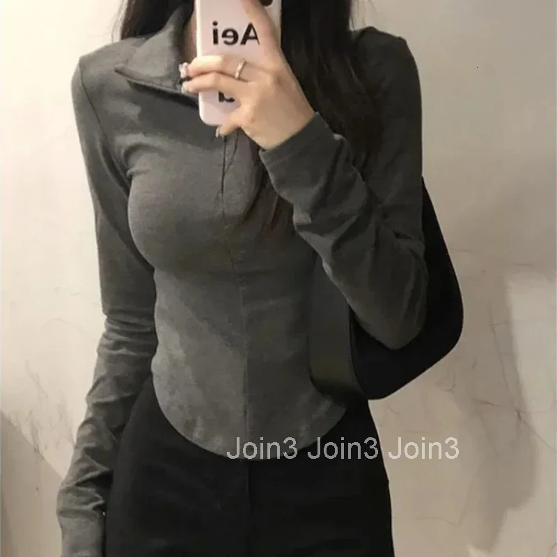 Korean Clothing Female Tee Commute Tops Womens Polo Spring Autumn T-shirts Y2k Fashion Cheap Original 2025 Casual Synthetic New