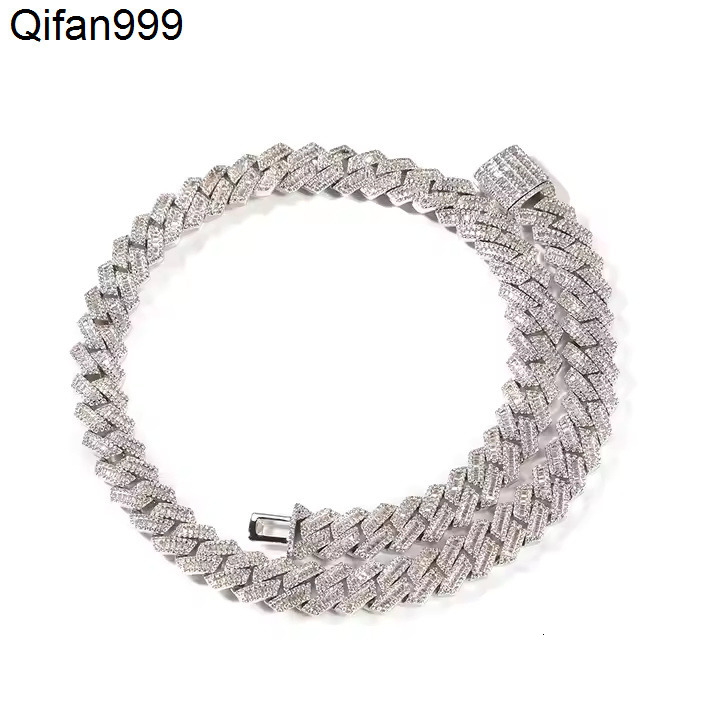 925 Silver Iced Out 12mm Cuban Link Chain Necklace Miami Chain Mossonite Diamond For Women Man Jewelry