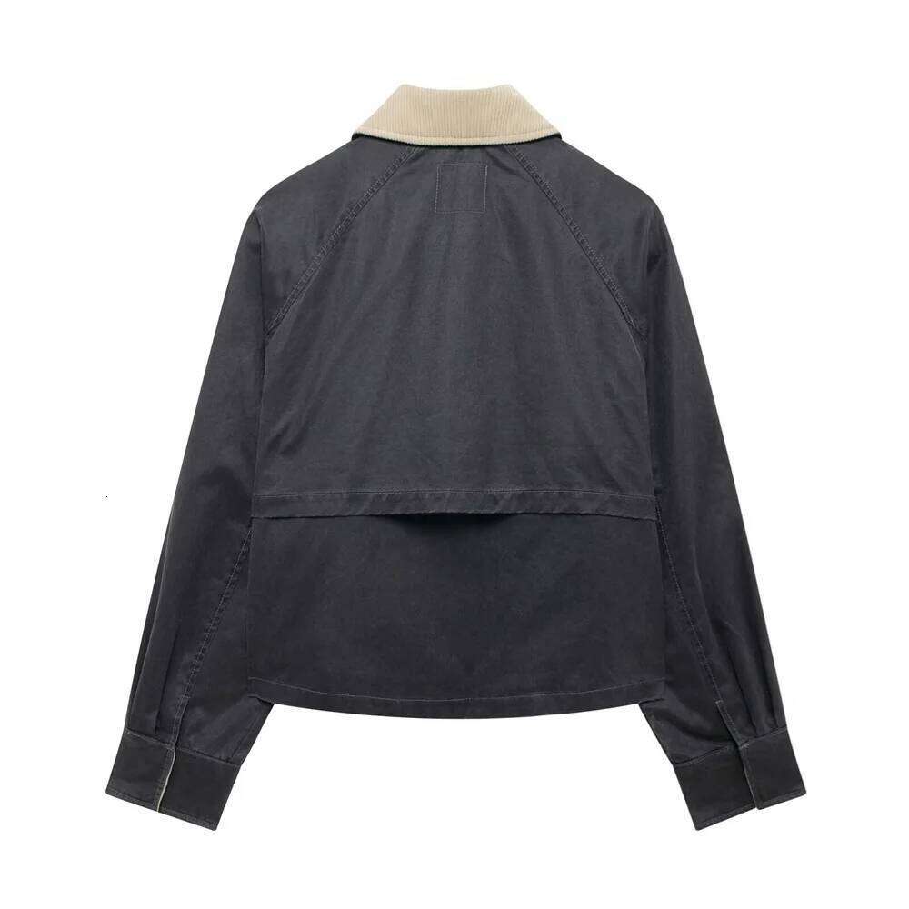 Autumn/Winter New Product Fashion Casual Women's Wear Simple Color Contrast Splicing Long Sleeve Zipper Jacket Coat