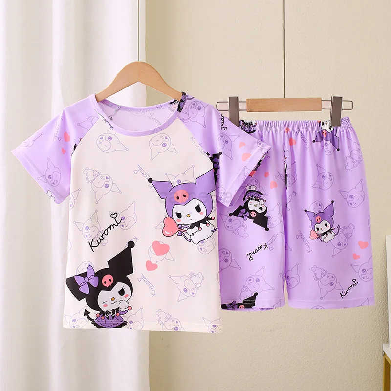 Sanrio Summer Childrens Pajamas Short Sleeve Girls Cartoon Big Boys Home Furnishing Set XJ250618XJ250618