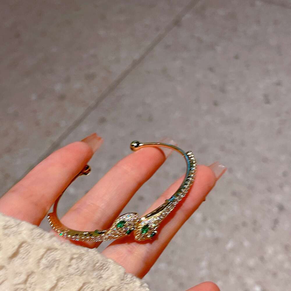 Golden Little Spirit Snake 2023 Adjustable Open Full Dia Shiny Sparkling Bracelet