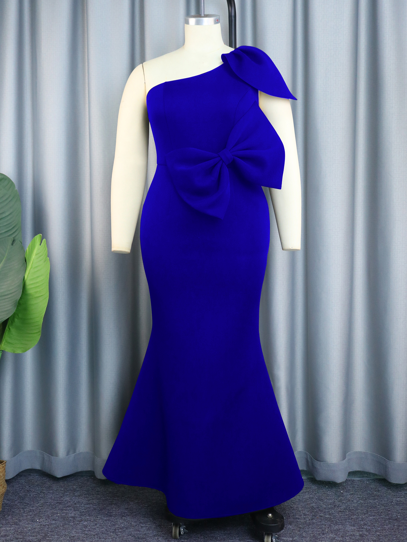 One Shoulder Mermaid Bodycon Dress Long Women Gowns With Bow Formal Party Wedding Birthday Sexy Fashion