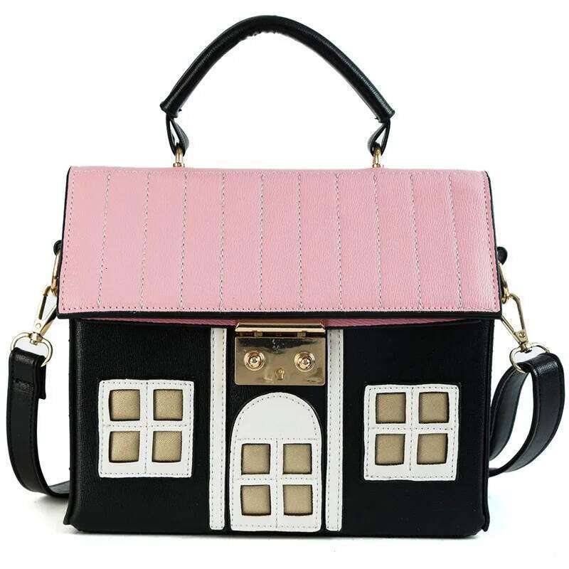 Personality House Shaped Leather Women Handbags 2022 Fashion Creative Girl Messenger Crossbody Shoulder Bag Bolsa Feminina