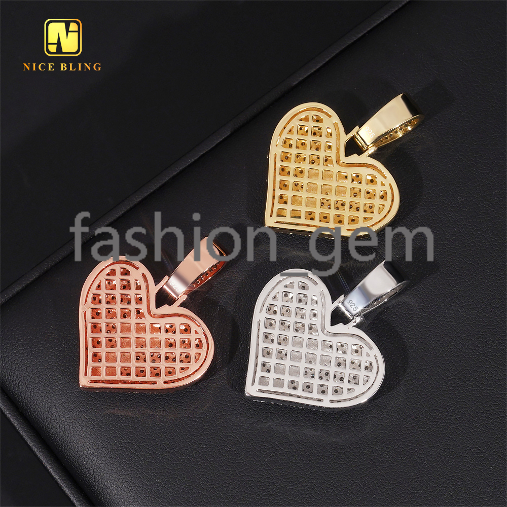 GRA Certificated 925 Sterling Silver Moissanite Pendant Broken Heart Iced Out Hip Hop Jewelry Pendants