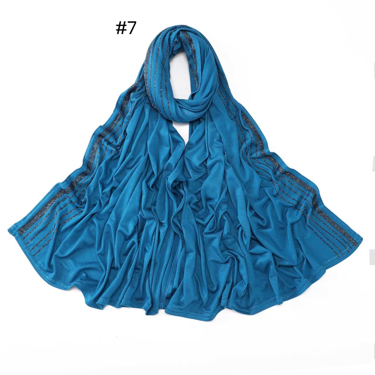 T1004 solid color elastic mercerized cotton hot diamond long scarf soft breathable scarf j