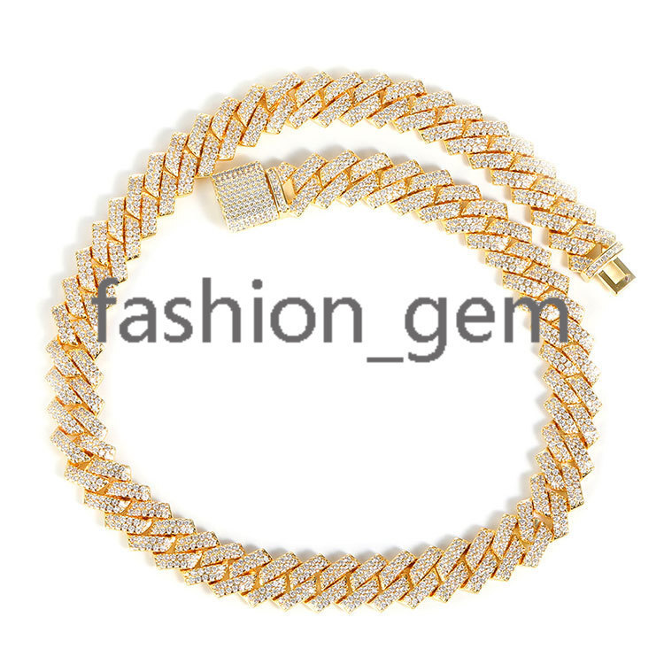 13mm Hip Hop Cadena Men Iced Out Cuban Link Chain Gold Prong Ice Cuban Necklace Women