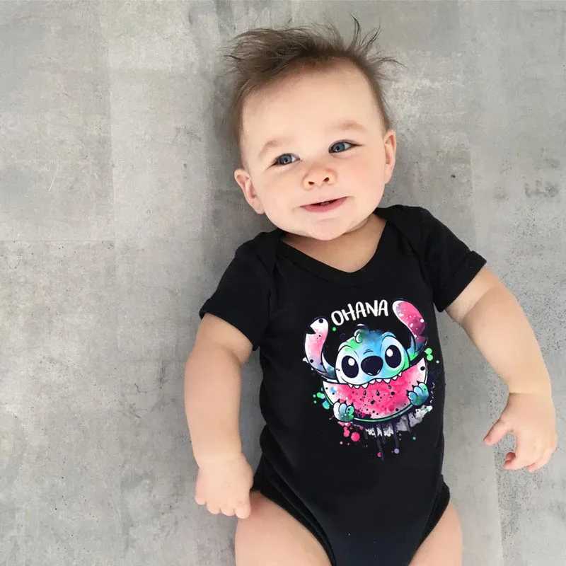 Kawaii Stitch Print Baby Clothes 100% Cotton Short Sleeve Romper Boy Girl Bodysuit Summer Newborn Jumpsuit 0-24MC250617