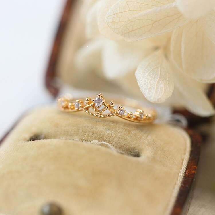 Lily of the Valley Flower Language Same Style Hollow Crown Lace Stackable Tail Light Luxury Versatile Ring
