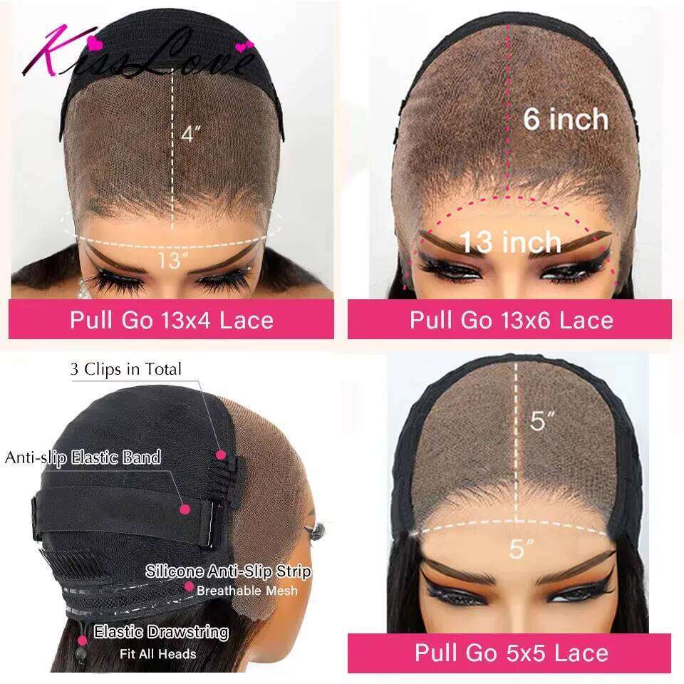 Straight Pull Go with Elastic Drawstring 13x6 HD Frontal 5x5 Glueless Wigs Human Hair 13x4 Lace Front Wig