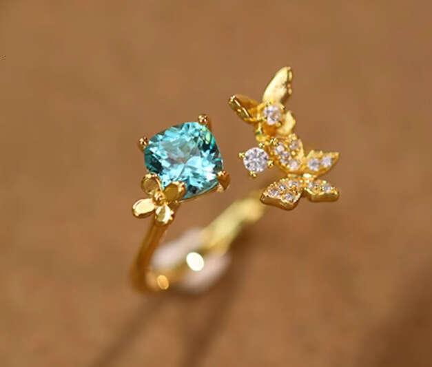 Incense" Same Style High-End Luxury Niche Temperament Paraiba Butterfly Versatile Ring for Women