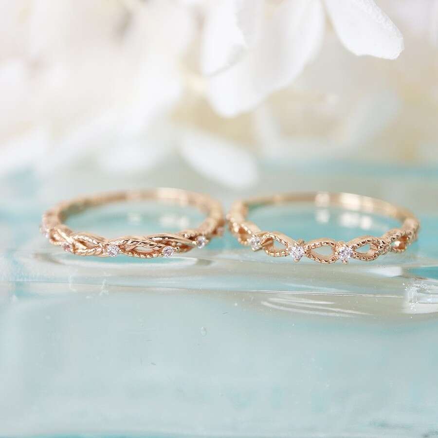 New Simple Leaf Hollow Narrow Zircon Same Style Light Luxury Adjustable Open Ring