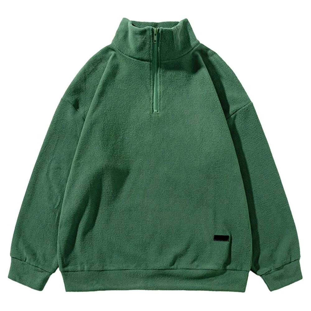 Men's Long Sleeve Sweater, Hoodless Pullover, Half-Zip, Leisure Fashion