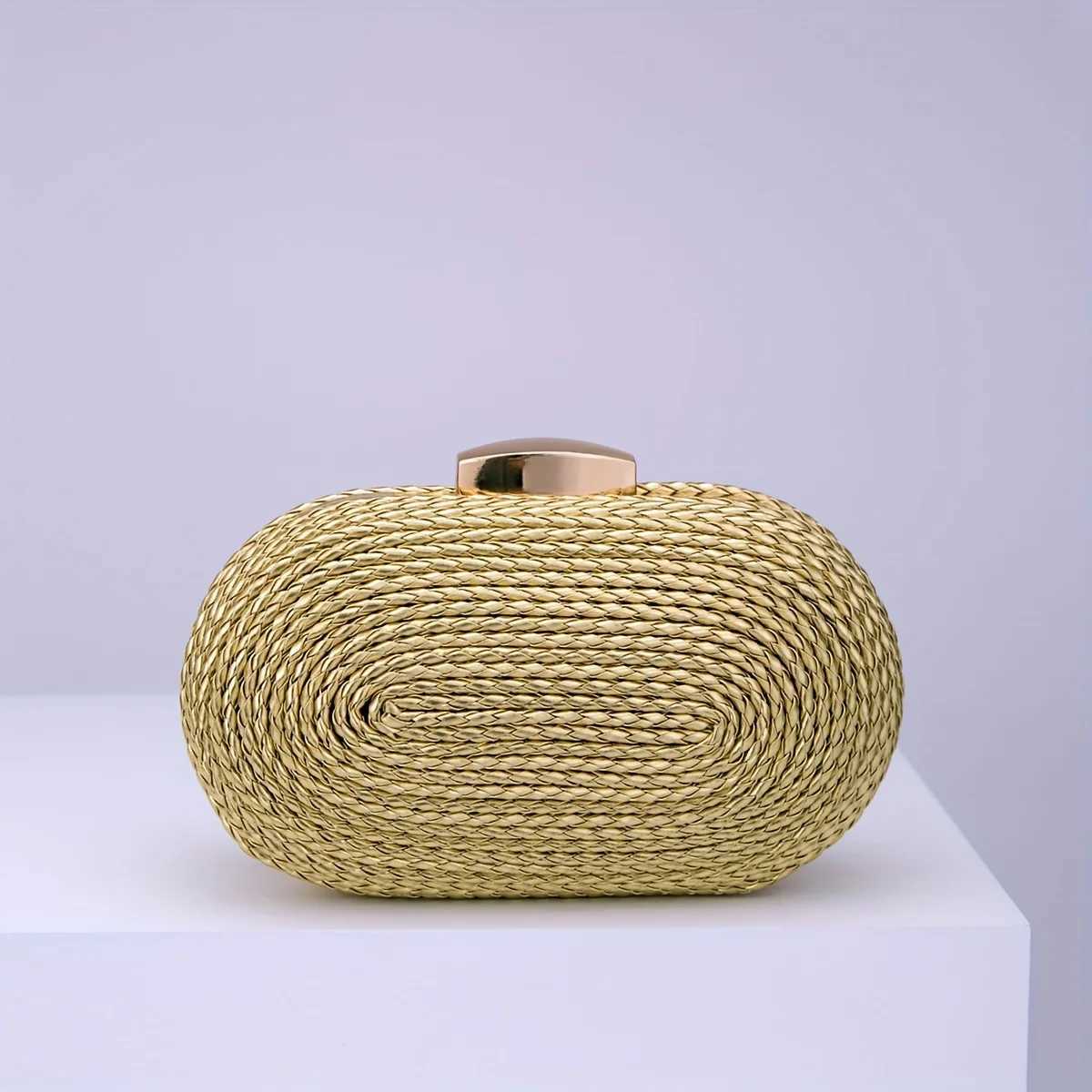 Gold Woven Clutch for Women Raffia Crochet Beach Rattan Casual Female Party Wedding Evening Bag New Summer Purse Handbags Z250618
