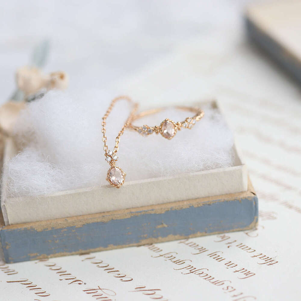 Mist Rose" Super Fairy Natural Nude Pink Morganite Exquisite Small Luxury Ring Necklace