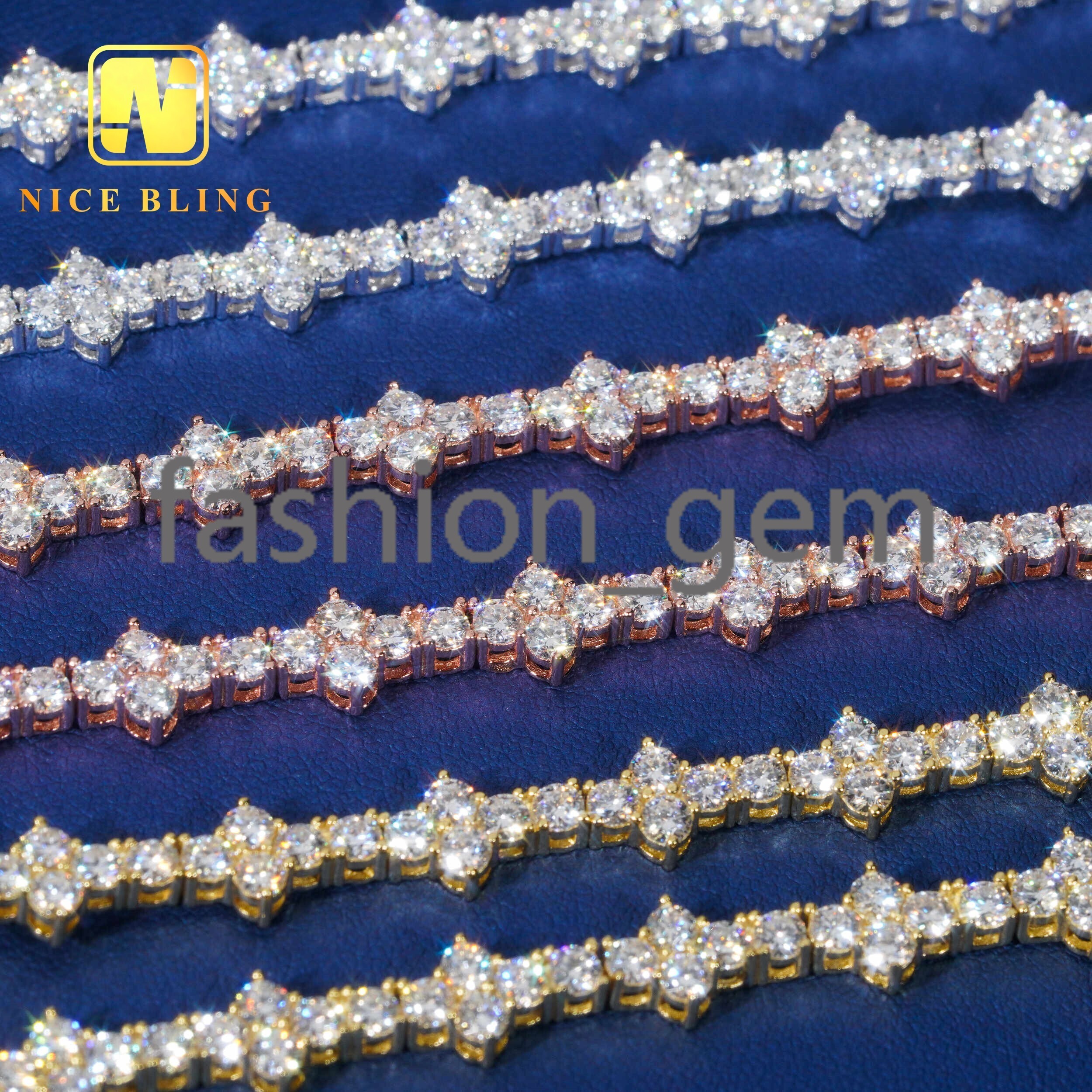 New Arrival Moissanite Tennis Chain Necklace 4MM Cross Tennis Necklace Hiphop Fashion Diamond Chains 925 Sterling Silver