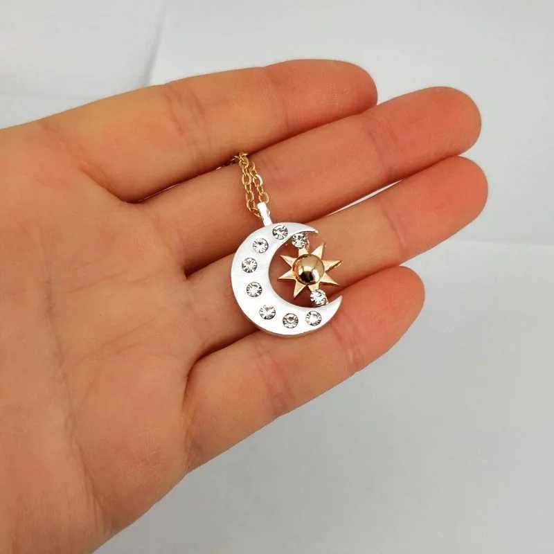 25mm*19mm New Pair of Celestial Gold Sun and Silver Color Moon Necklaces Best Friends Gift for Men Women W250618