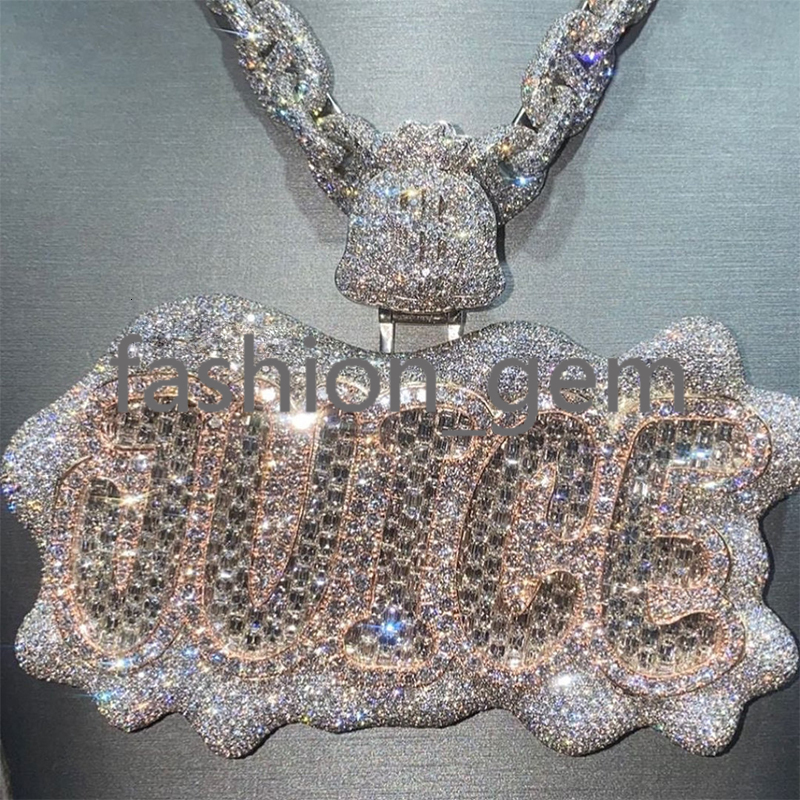 Custom Diamond Pendant Iced Out Hip Hop Jewelry VVS Moissanite Diamond Pendant 925 Sterling Silver Gift