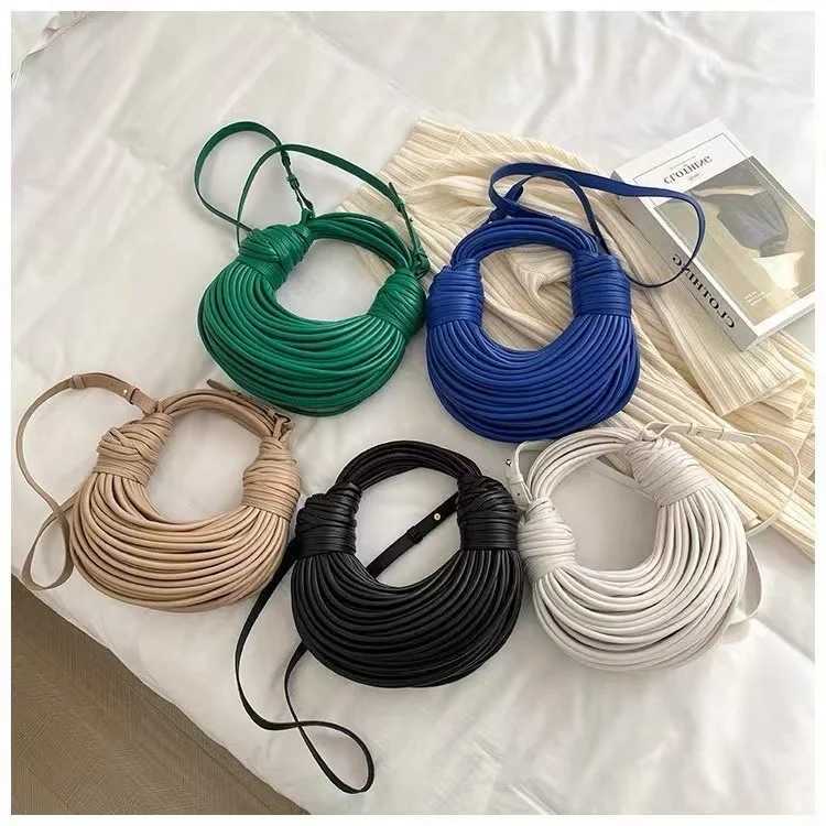 2025 New Gold Handbags for Women Designer Handwoven Noodle Bags Rope Knotted Evening Clutch Underarm Dumpling Bag Z250618