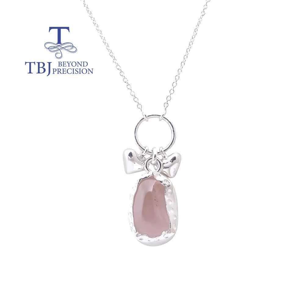 925 pure silver natural Rose Quartz rough gemstone necklace fresh and simple design suitable for everyday jewelry W250618