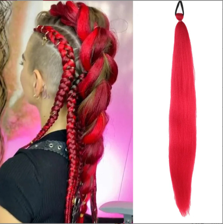 Colorful Gradient Ponytail Hair Extensions Box Braids Elastic Rope Braids for Girls Kids