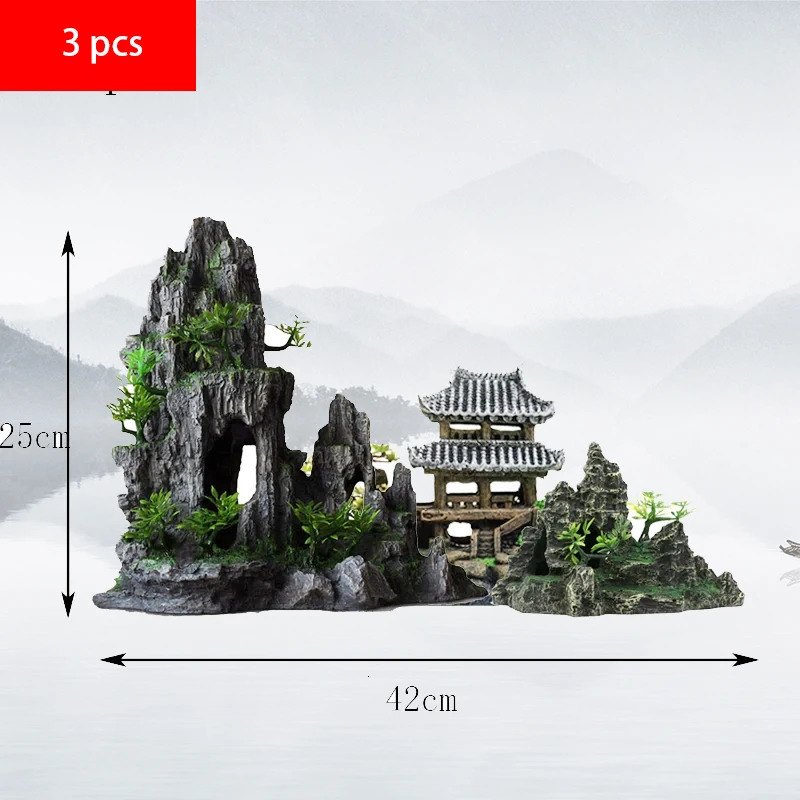 Large Aquarium Decorations Family Small Fish Tank Plant Decoration Simulation Rockery Ornaments Fish Farming Accessories 250613