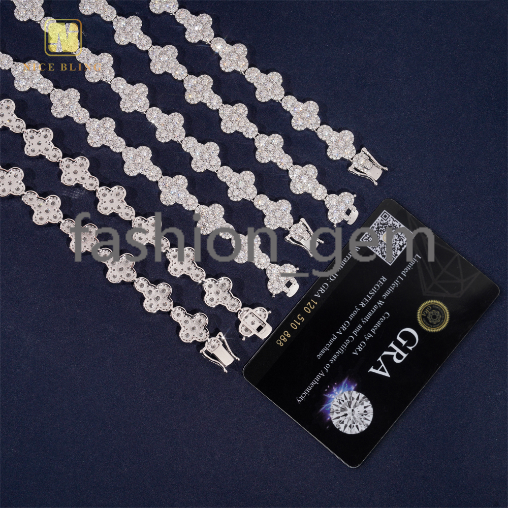 925 Silver Iced Out Moissanite Diamond Cuban Link Chain 13mm Hip Hop Jewelry Diamond Bracelet Necklace Men Women