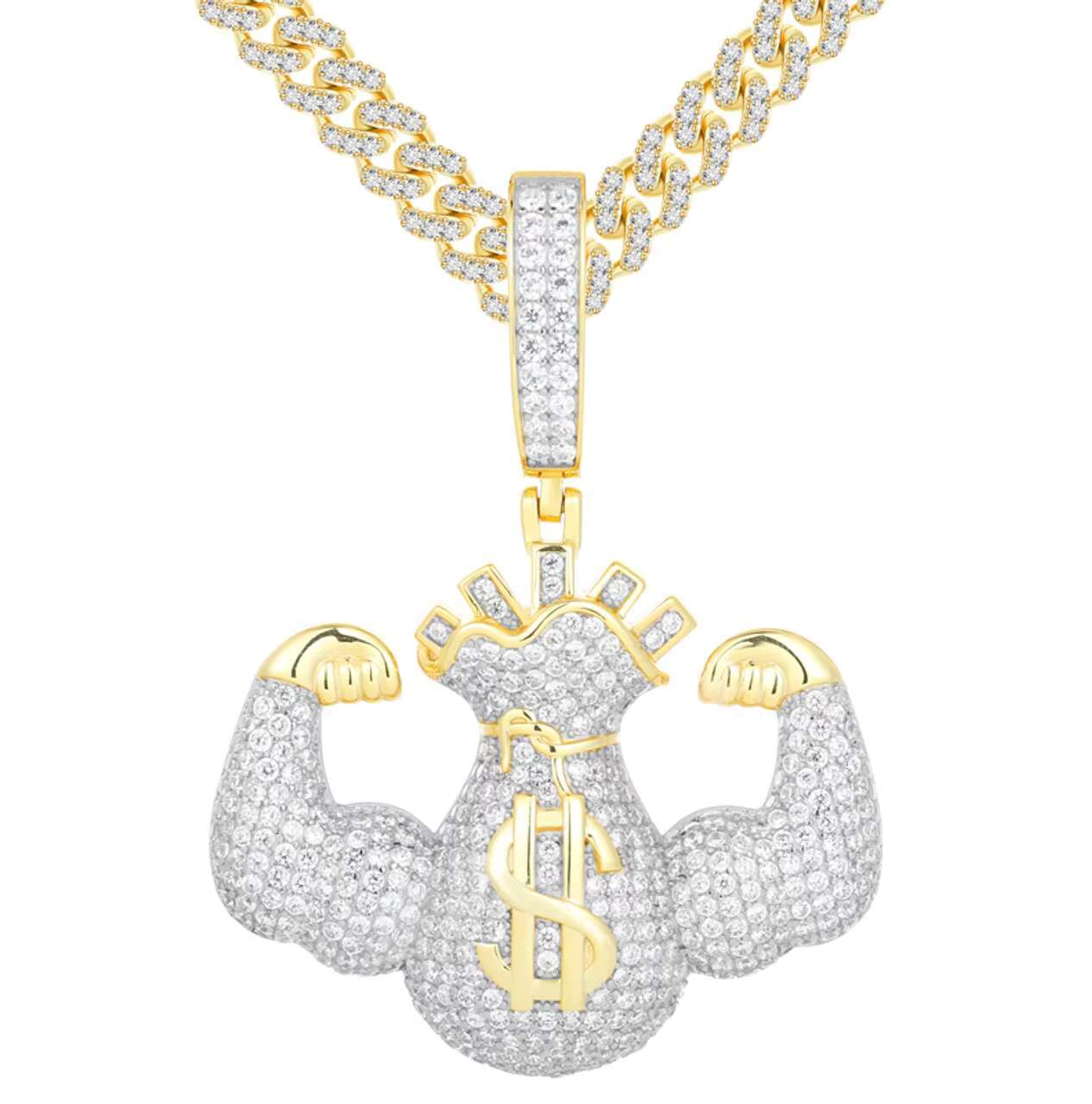New Arrival 925 Silver Iced out Dollar Sign Money Bag Pendant Hip Hop Style Moissanite Jewelry Necklace for Men and Women