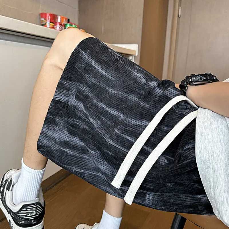 Casual Tie-dye Shorts Mens Trendy Brand Ice Silk Loose Personality Beach Sports Loose Five-point Pants XJ250618