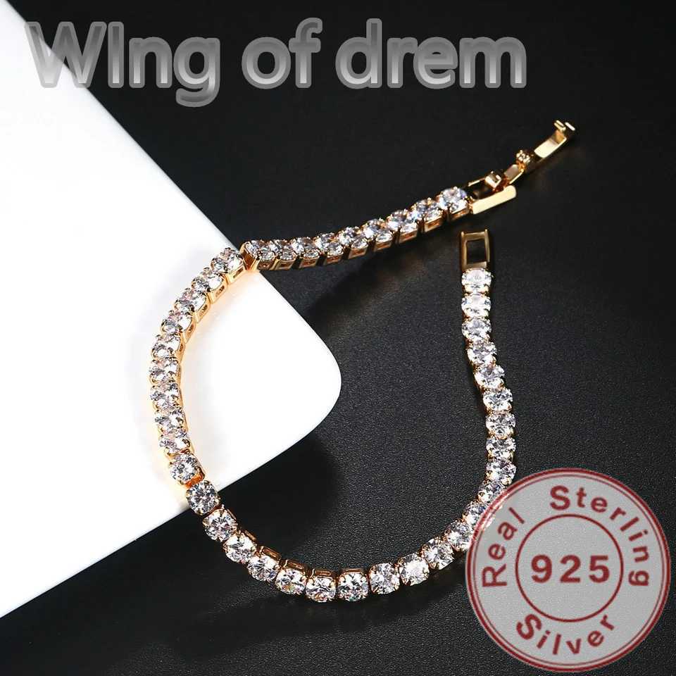 Dazzling 925 Sterling Silver Tennis Bracelet Rose Gold Shining Cubic Zirconia Bracelet Wedding Jewelry Gift W250618