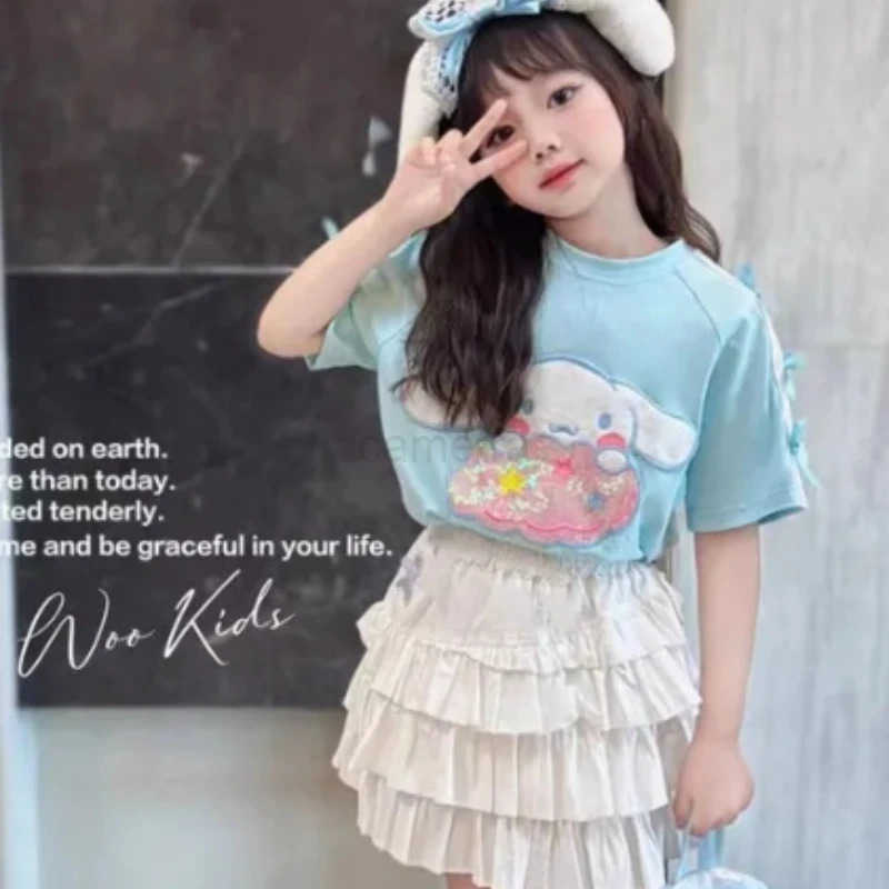 Sanrio Sanrio Cinnamoroll My melody summer girls skirt 2024 new style fashionable and cute kawaii middle and large childrens skirtXJ250618