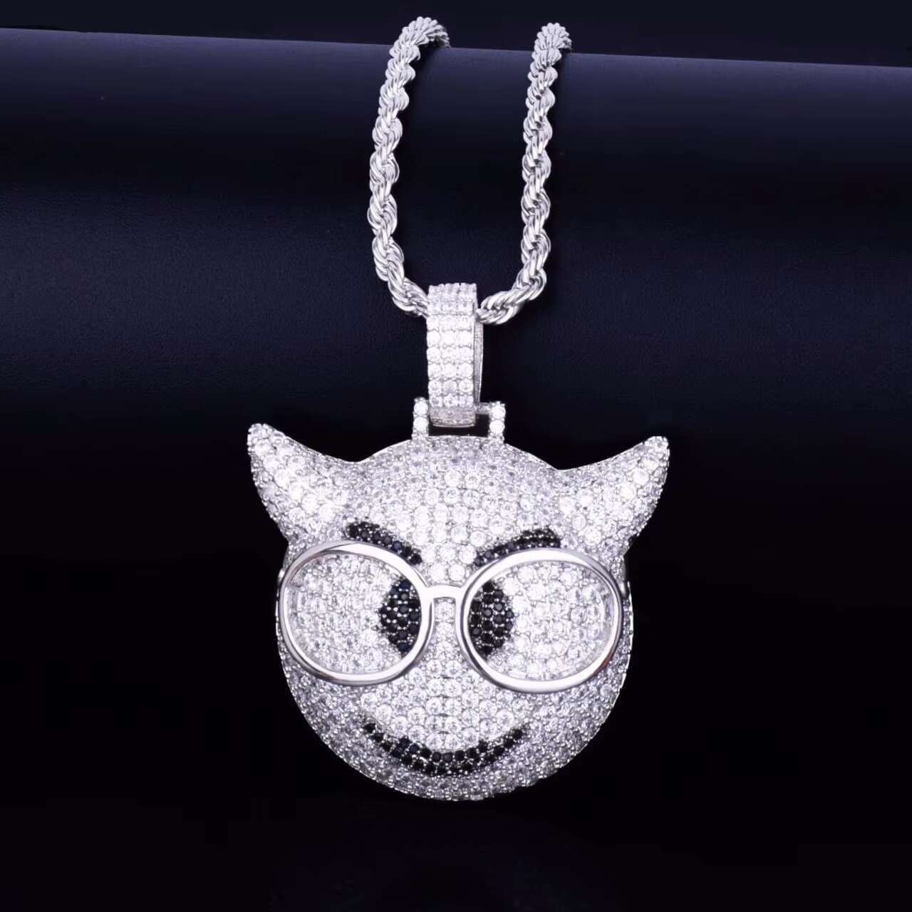 Luxury 18k Gold and .925 Silver Little Devil Face Moissanite Pendant Iced out Hip Hop Style