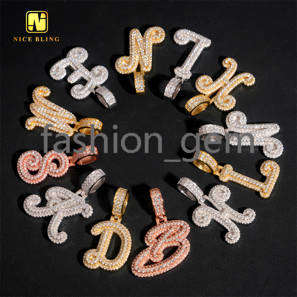 Ready Stocks Moissanite Letter Pendant Collection Initials Hip Hop Iced Out Pendant for Women for Men Birthday Gift Idea