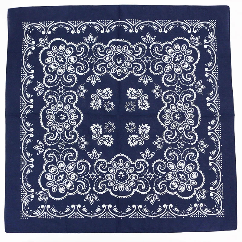 68CM Retro Blue Red Paisley Large Square Bandana Cotton Hip Hop Headband Scarf 250617
