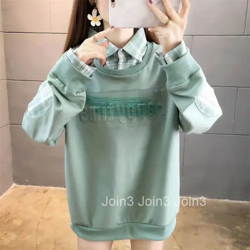 Basic With Orint On Cotton Sweatshirt for Women Long Sleeve Woman Tops Dropshiping Xxl M Korean Clothing 2025 Trend E Pullover