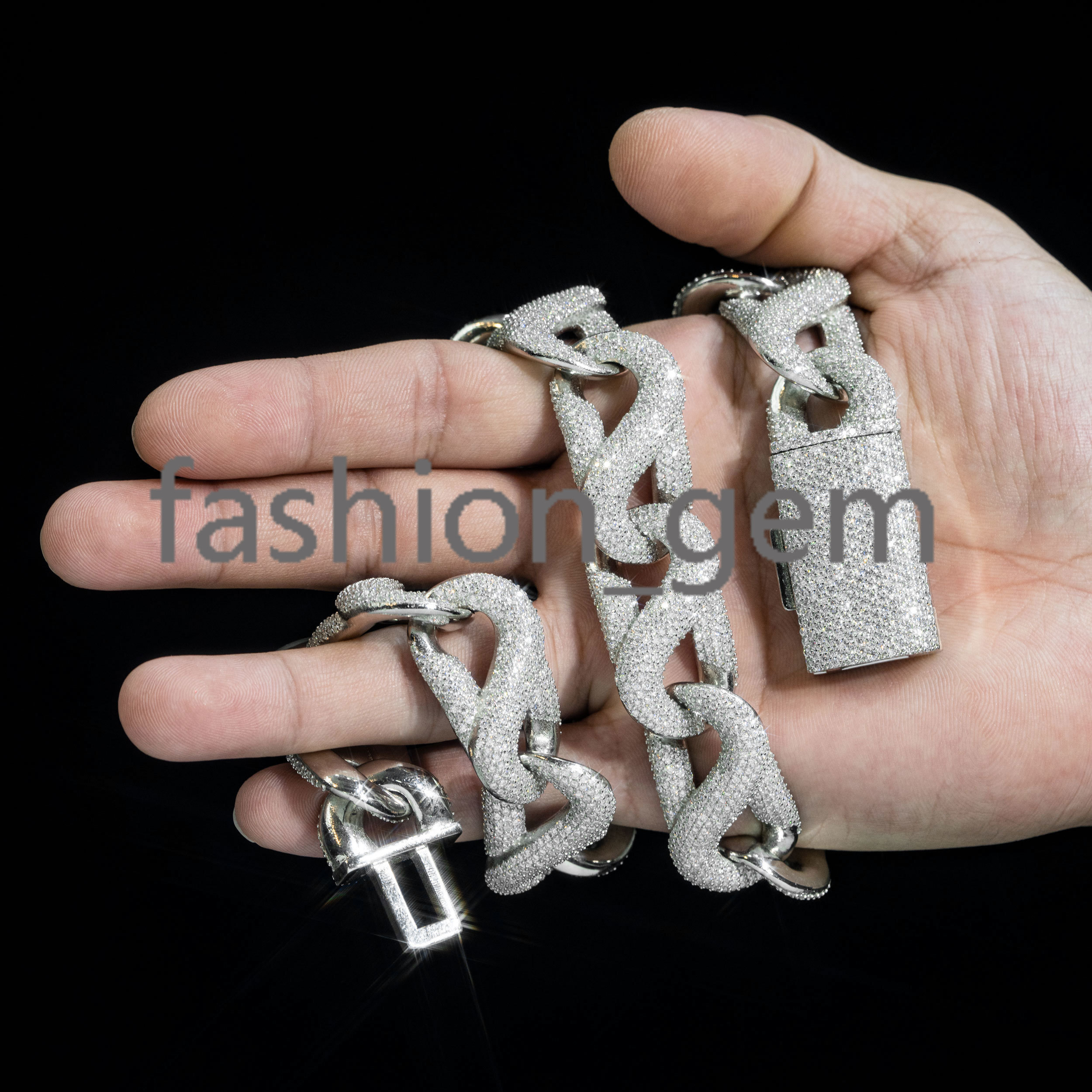 Jewelry Hip Pop Chain Trendy Rich Choker Anklet 925 Silver Iced Out VVS Moissanite Cuban Chain Necklace