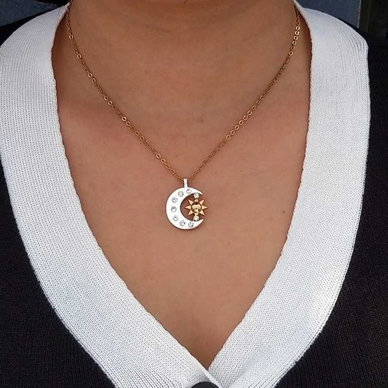 25mm*19mm New Pair of Celestial Gold Sun and Silver Color Moon Necklaces Best Friends Gift for Men Women W250618