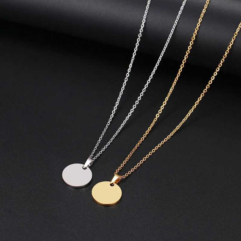 DOTIFI Stainless Steel Necklace Round Circle Pendant For Women Elegant Clavicle Rose Gold Necklace Wedding Jewelry Wholesale W250618