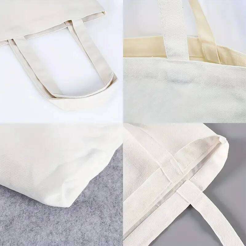 Women's Cute Canvas Tote Reusable Cotton For Lunch Shopping And Beach, LABUBU Cartoon Pattern Shoulder Bag