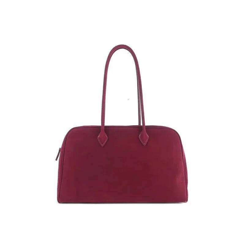 Pillow 2024 New Bowling Genuine One Shoulder Underarm Women's Anti Veet Frosted Leather Boston Bag Women