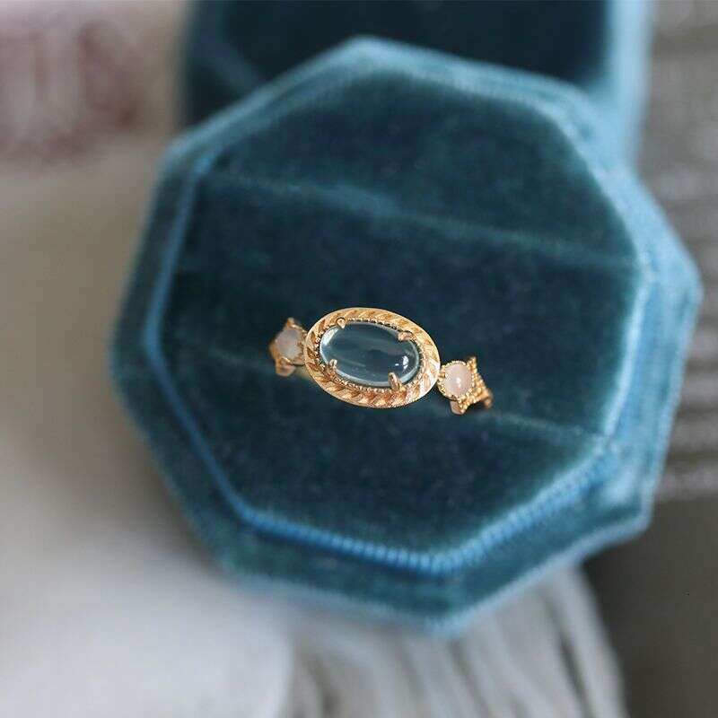 Lonely Island London Blue Topaz for Women Fashion Light Luxury Design Same Style Ring
