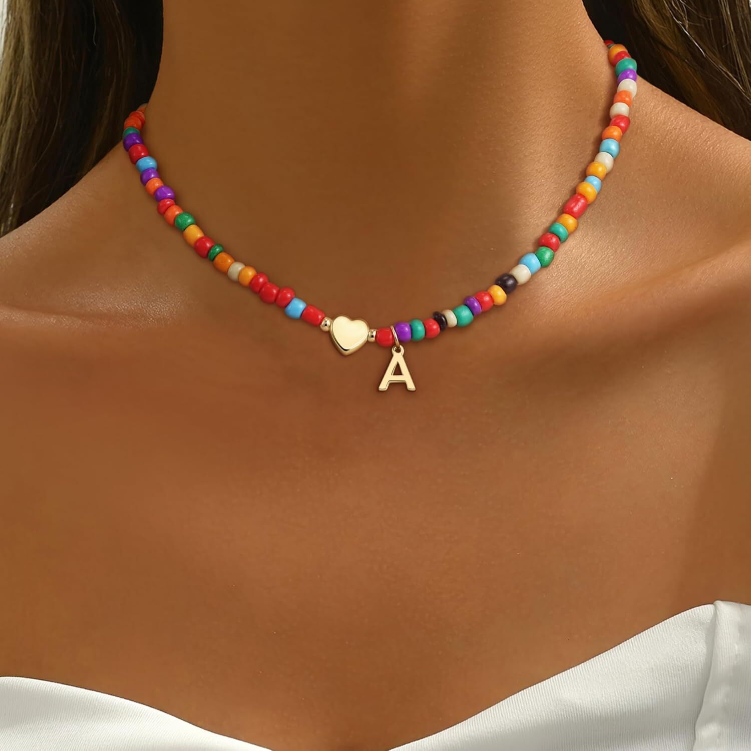 Luxury Colorful Initial Necklace Exquisite Beaded Choker for Girls Women Teens Premium Fashion Jewelry Gift with Elegant Letter Design