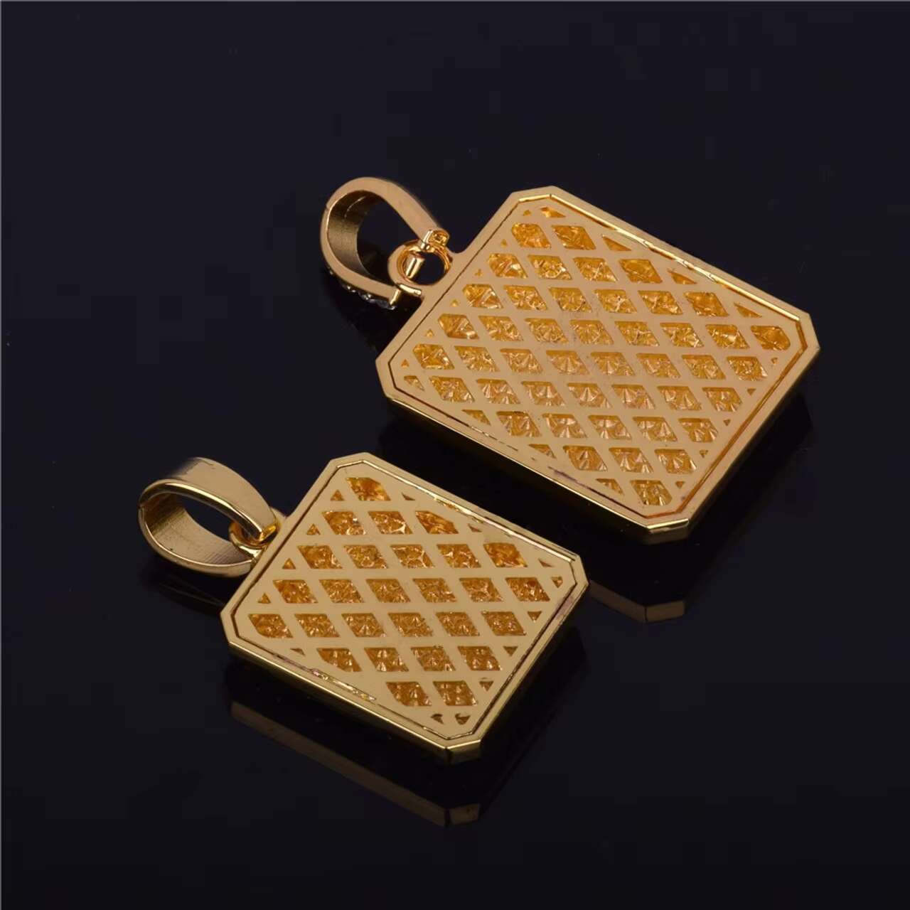 New Arrival 14k Gold .925 Silver Iced out Square Pendant Dog Tags Full Diamond Hip Hop Moissanite Necklace