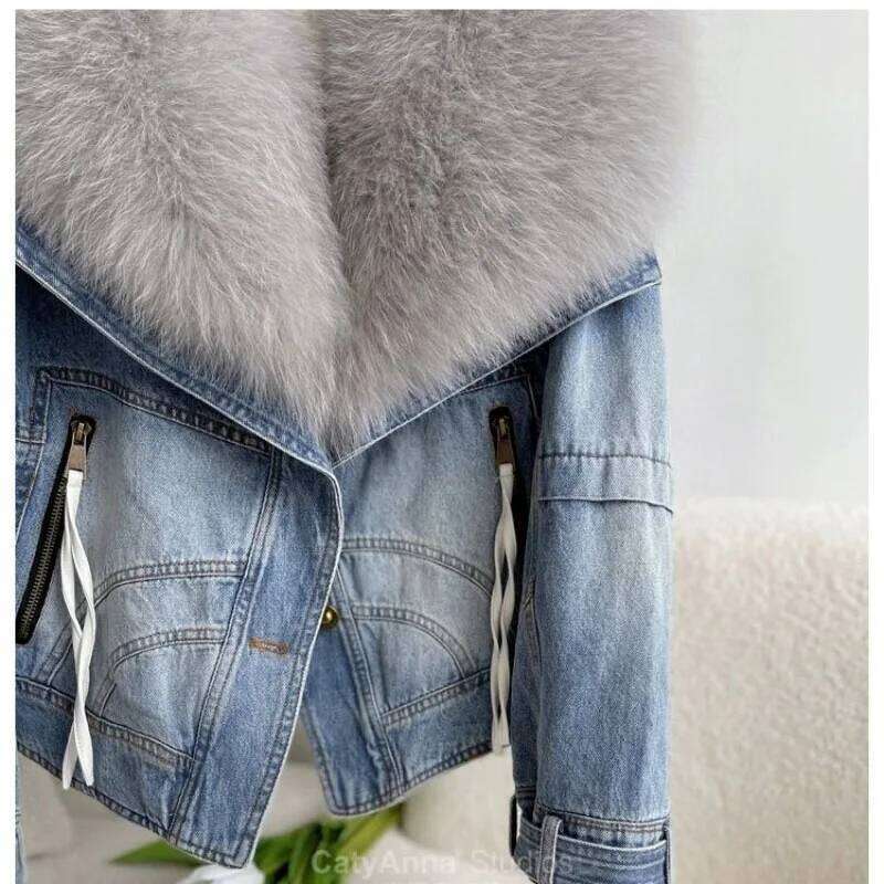 2025 Winter Imitation FoxFur Women's Overcoat Loose Detachable Cowboy Fur Coat To Overcome Female Warm Down Jacket