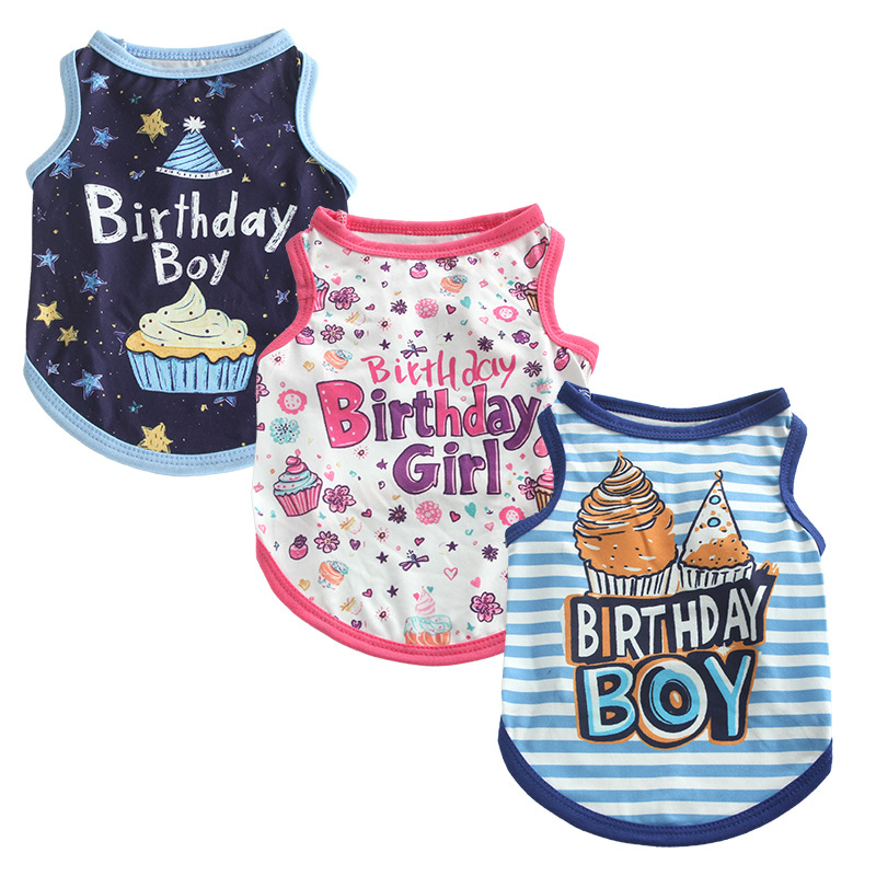 Dog Birthday Gift Clothes Girl Boy Birthday Print T-Shirt for Small Medium Dog Birthday Party Vest, Doggy Boy Girl Happy Birthday XS A571