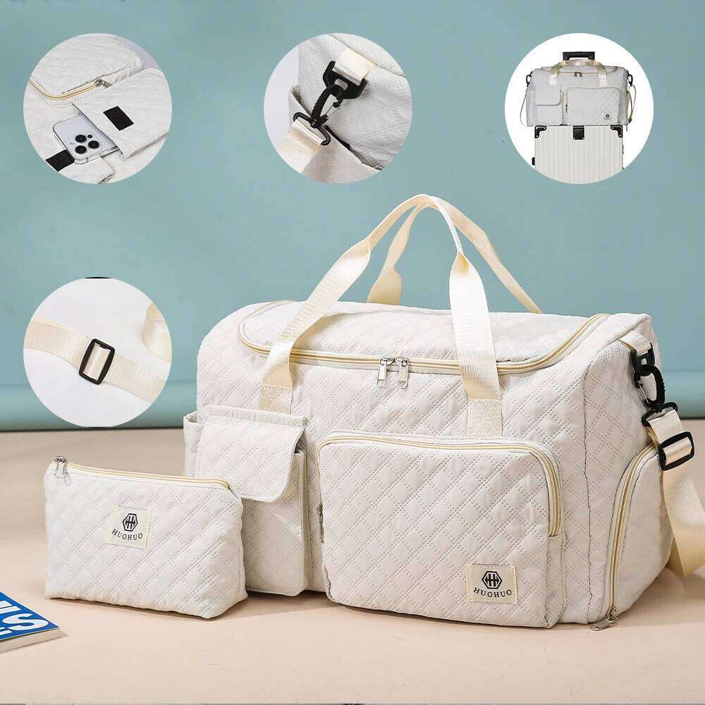 2pieces largecapacity womens maternity storage suitcase additional boarding sports fiess bag can be worn on one shoulder crossbody and water