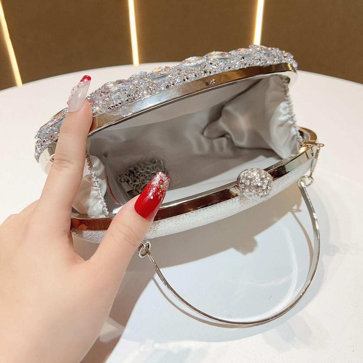 Free Shipping Designer's New Diamond Inlaid Evening Bag, Fashionable Banquet Women's Wallet, Luxury Bag, Handbag, Dress, Small Bag, All Diam