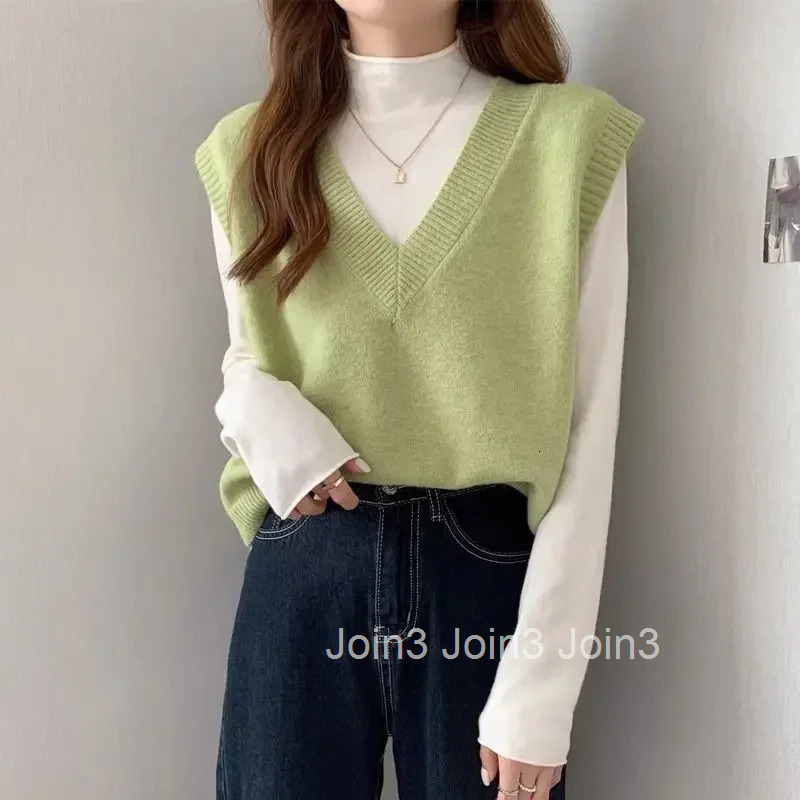 Womens Sweater Yellow Vest Short Knit Tops for Woman Green Crop V-neck Korean Style Winter Thermal Blouse Tall Long Sleeve Warm